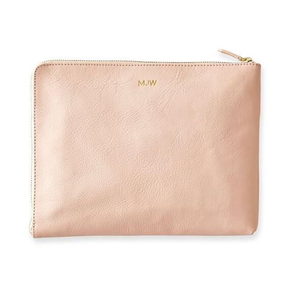 MARK AND GRAHAM Commute Clutch Blush Pink Leather Travel Business Accessory - Picture 2 of 16